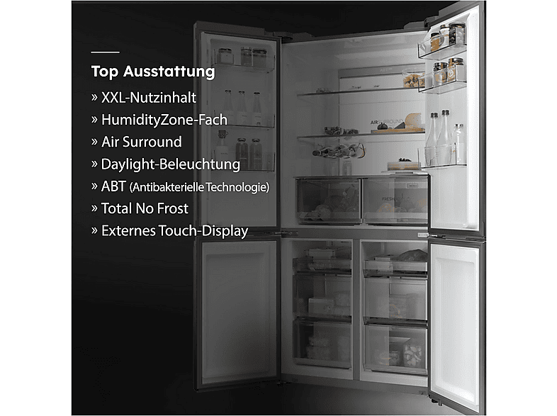 HAIER HCR79F19CNMD Cube 90 Series 7 French-Door Kühlgefrierkombination (642 l, C, 1900 mm hoch, Platinum Inox)