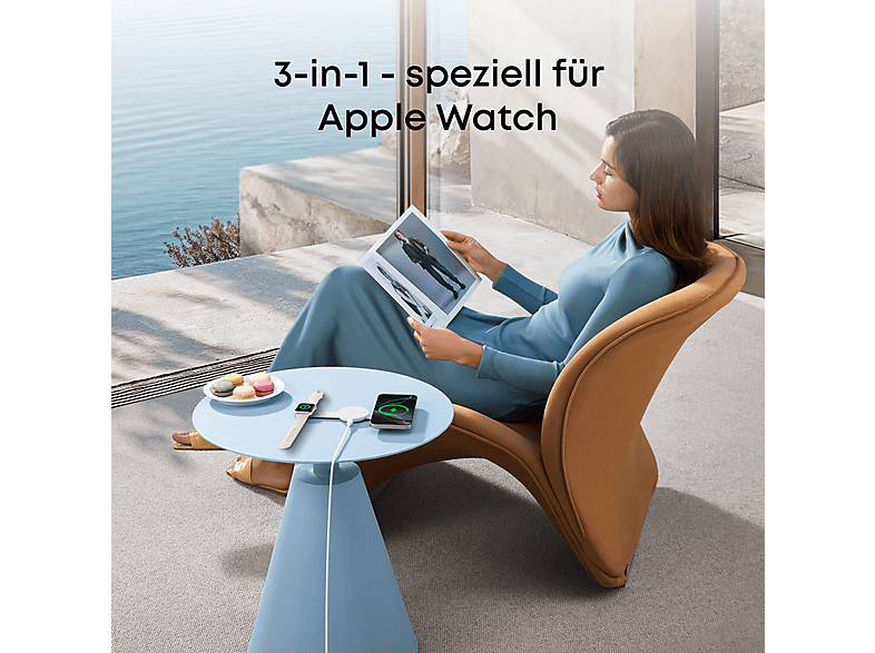 Thumbnail - ANKER 3-in-1 Kabelloses Ladegerät Apple, Qi2 Magnetic Volt, Weiß