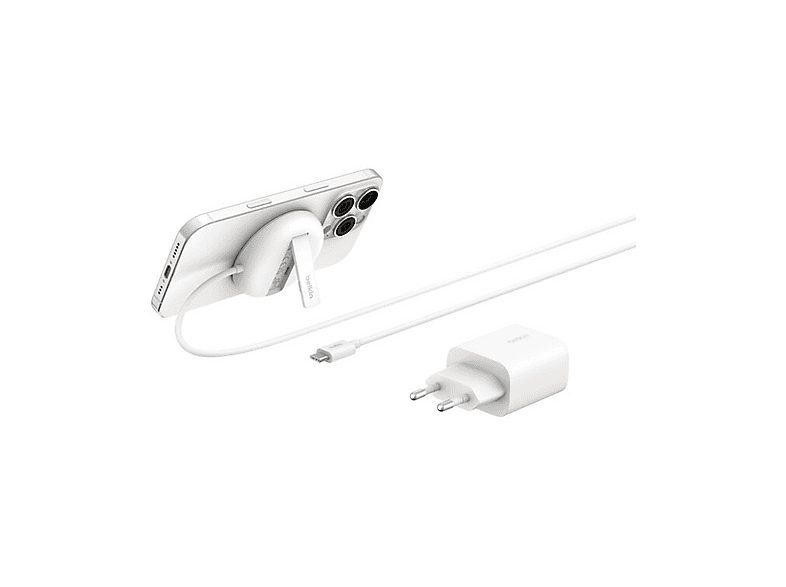 Caricabatterie Magsafe BELKIN BoostCharge Pro, caricatore wireless magnetico con Qi2 da 15W per iPhone alimentatore, Bianco
