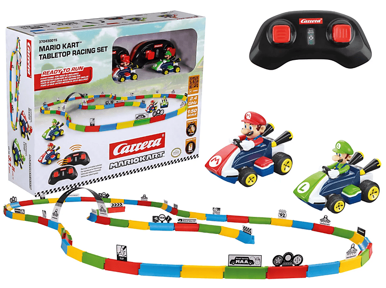 Carrera 2.4 Ghz Mario Kart Tabletop Racing Set Mario & Luigi Ferngesteuertes Spielzeugautoset, Mehrfarbig