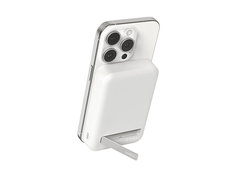 Power Bank Magsafe con stand Belkin BoostCharge Pro Qi2 da 15W per iPhone, 10000 mAh, Bianco