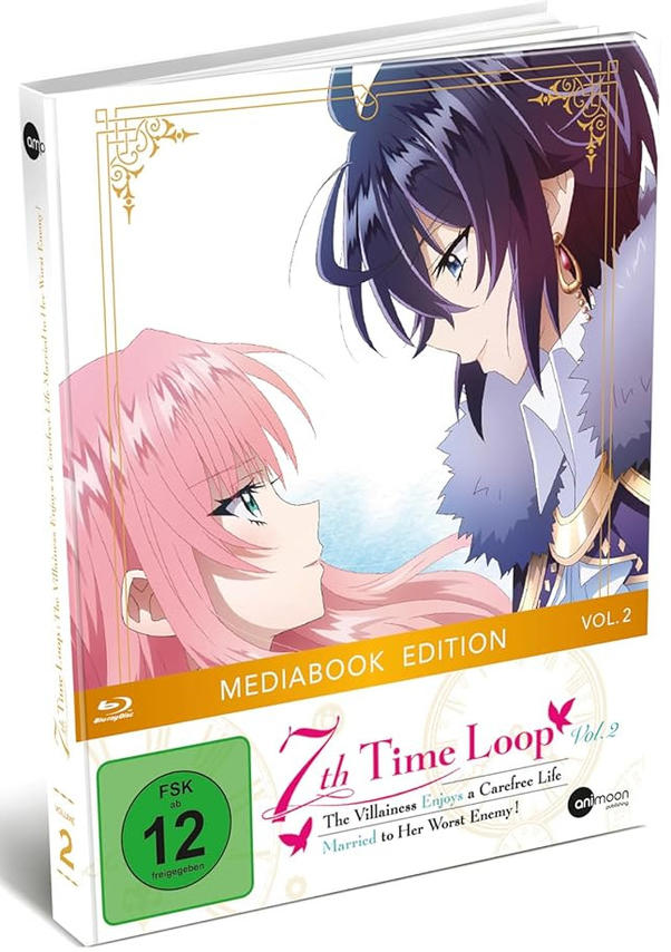 Anime-DVD-Cover mit zwei Figuren, rosa- und dunkelhaarig, die sich ansehen. Titel: 7th Time Loop. Edition: Mediabook, Vol. 2.