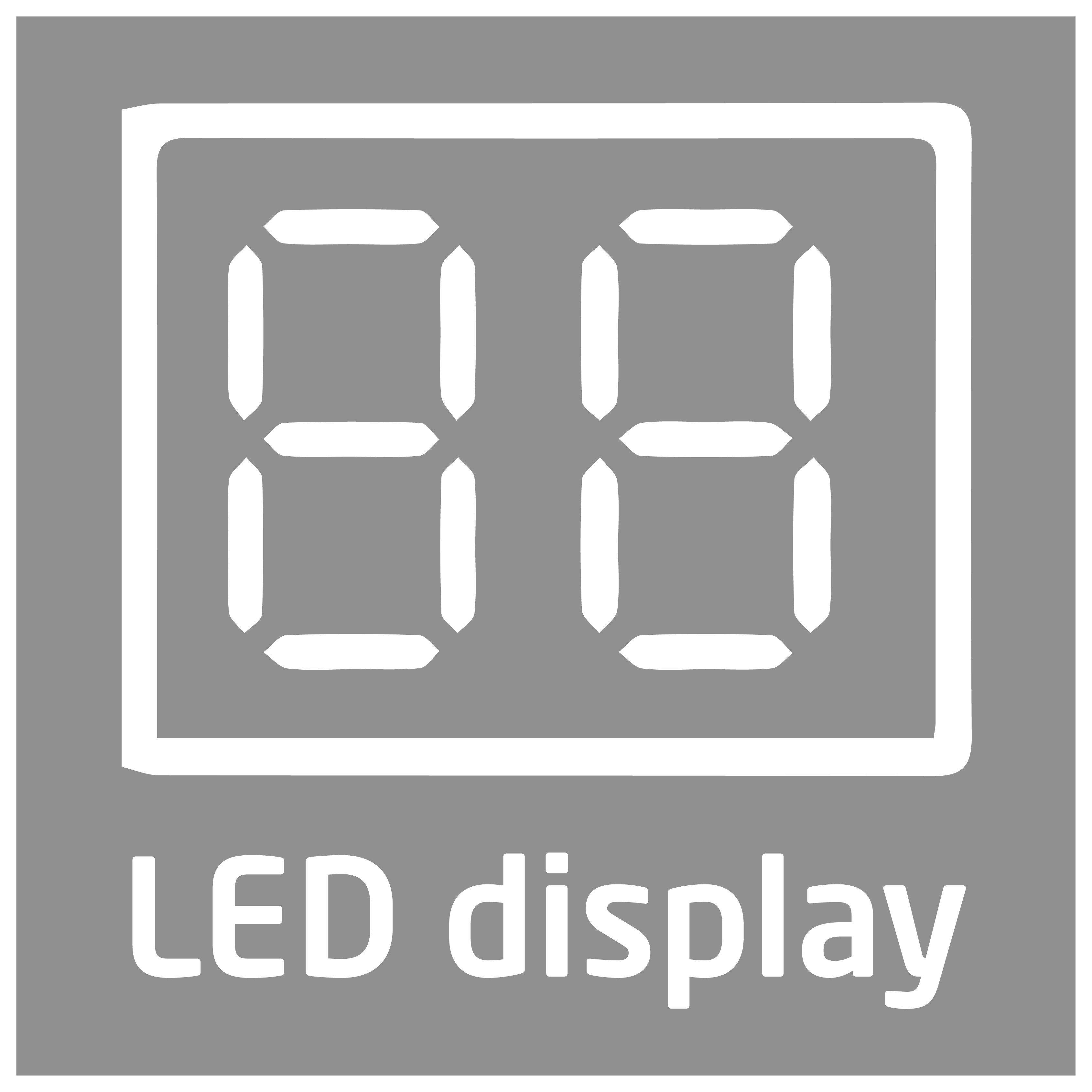 Bild eines grauen LED-Displays mit den weißen Zahlen 88 und dem Text 'LED-Anzeige'.