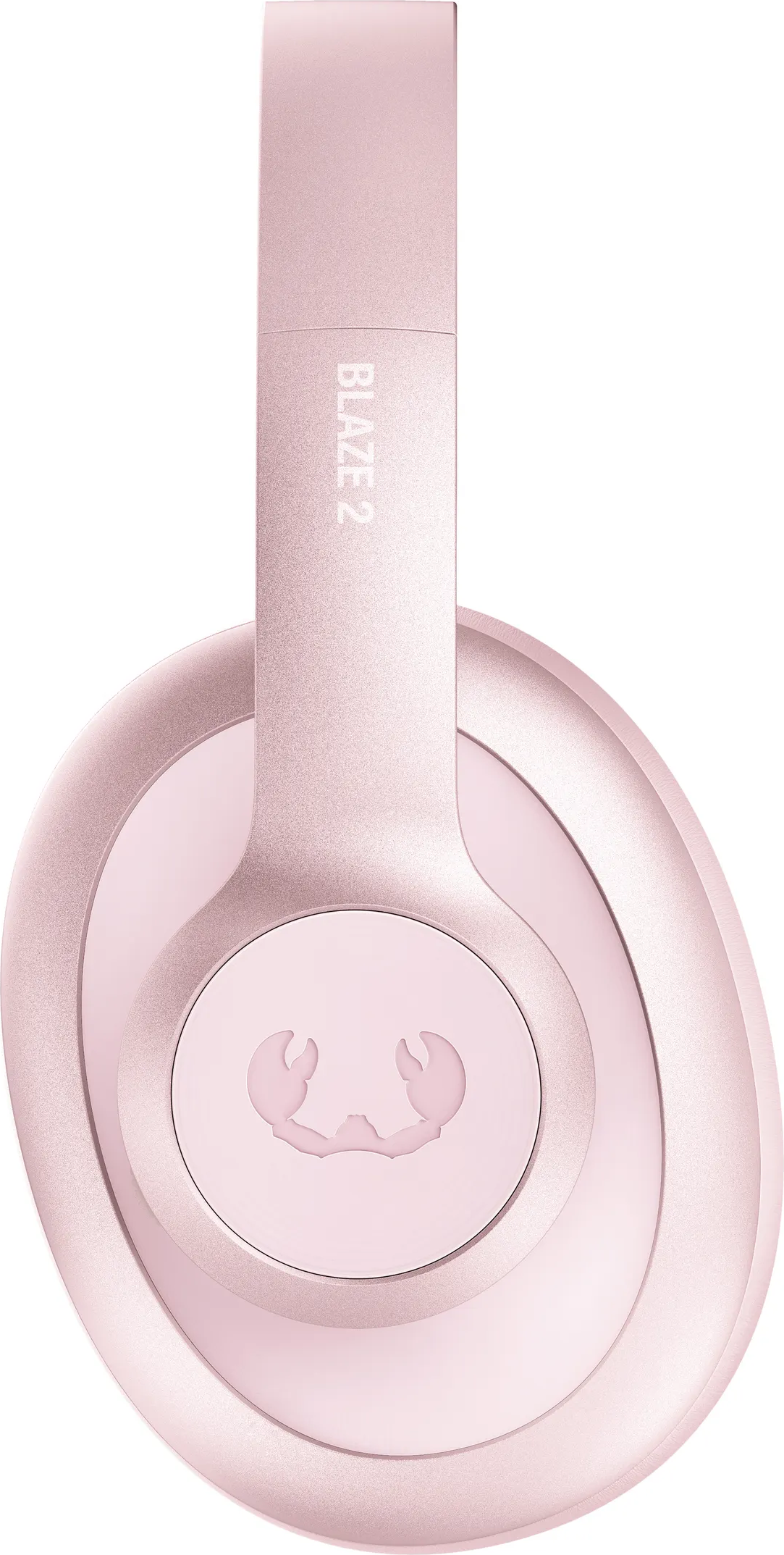 Cuffie rosa, testo BLADE 2 sulla fascia. I padiglioni auricolari hanno un logo di granchio. Lo sfondo è bianco.