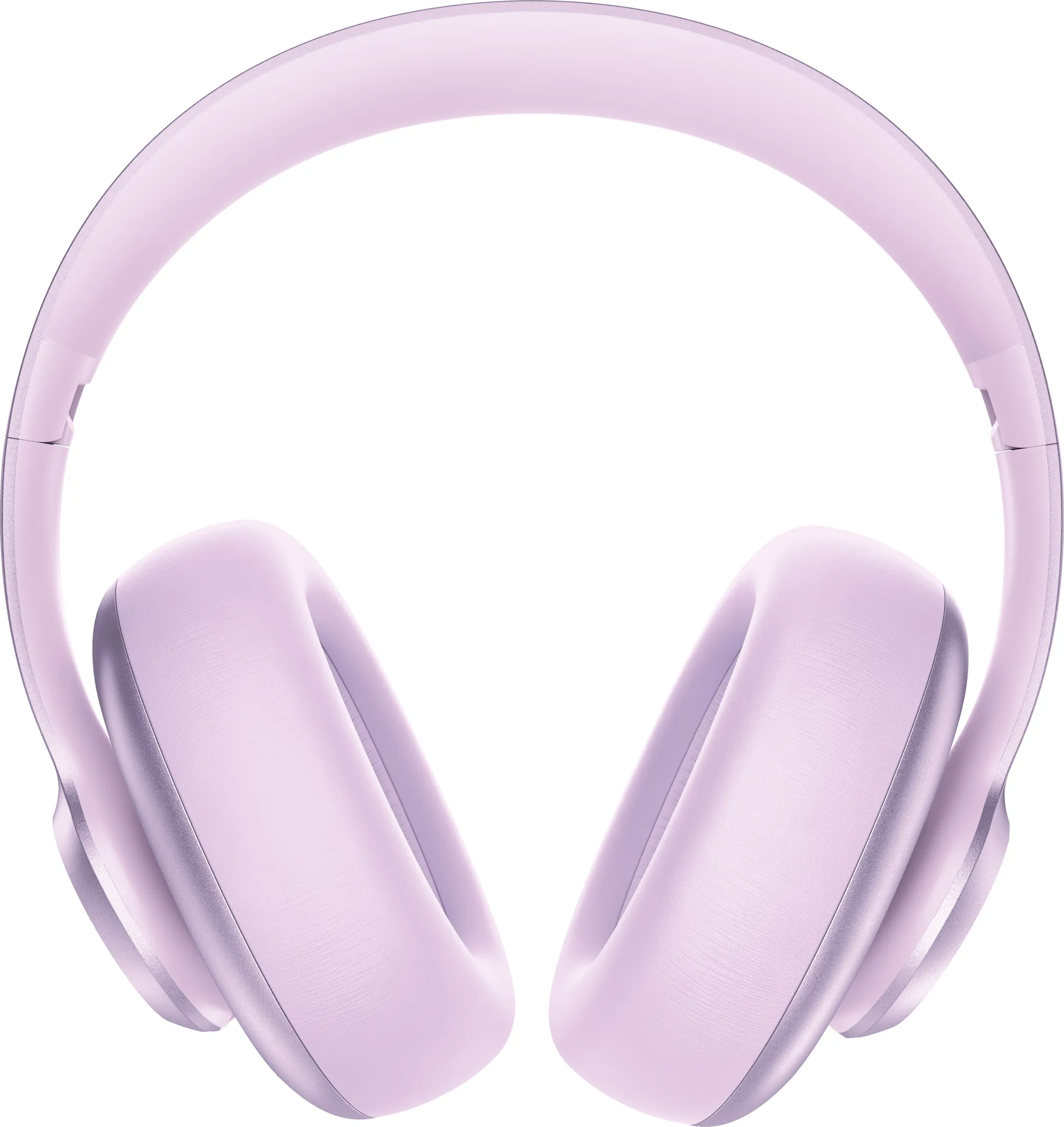 Un casque circum-auriculaire violet clair. Les oreillettes et le bandeau sont de couleur violet pâle. Le fond est blanc.