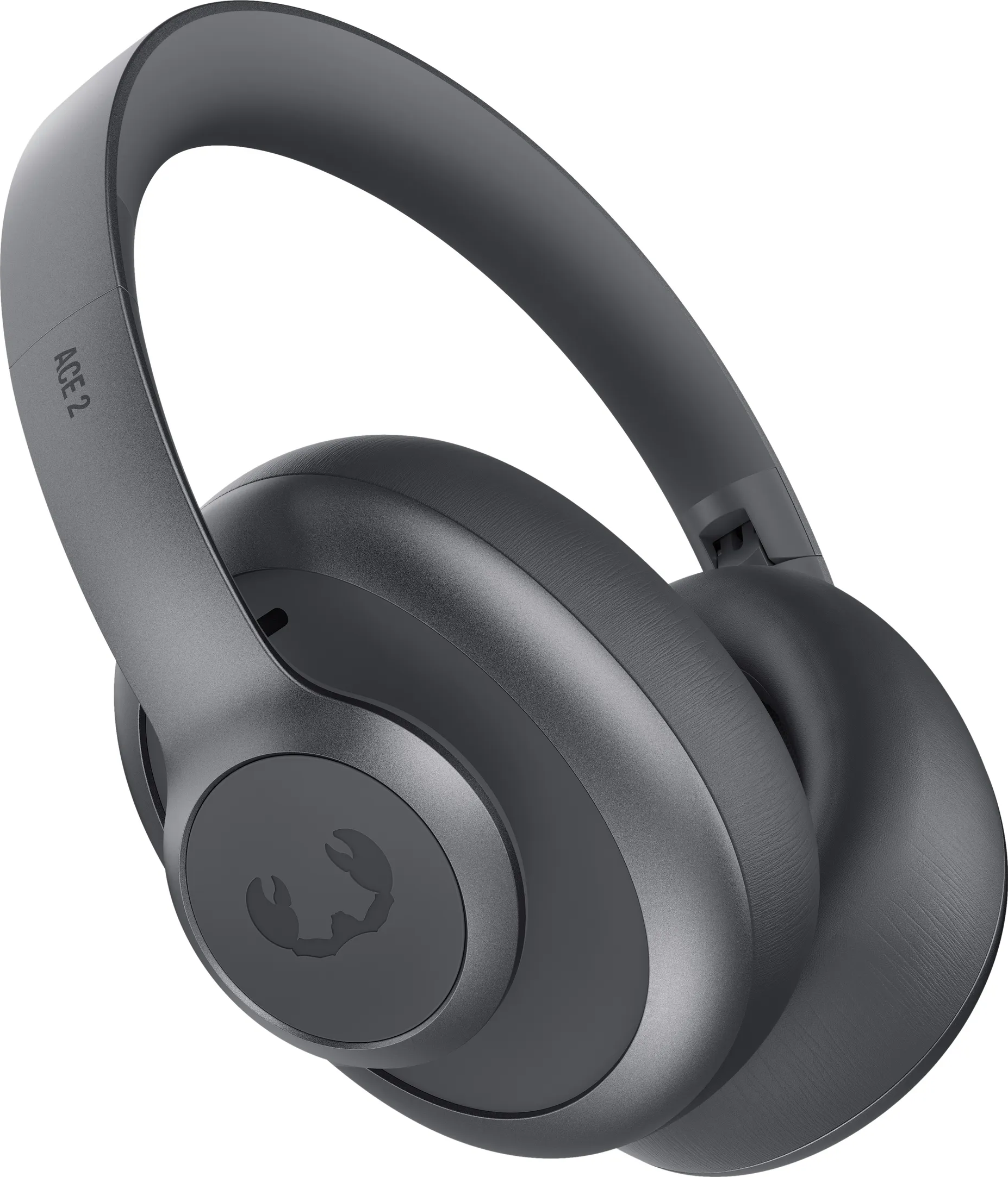 Casque gris avec le texte 'ACE 2' sur l'arceau. Un logo scorpion est sur l'écouteur.