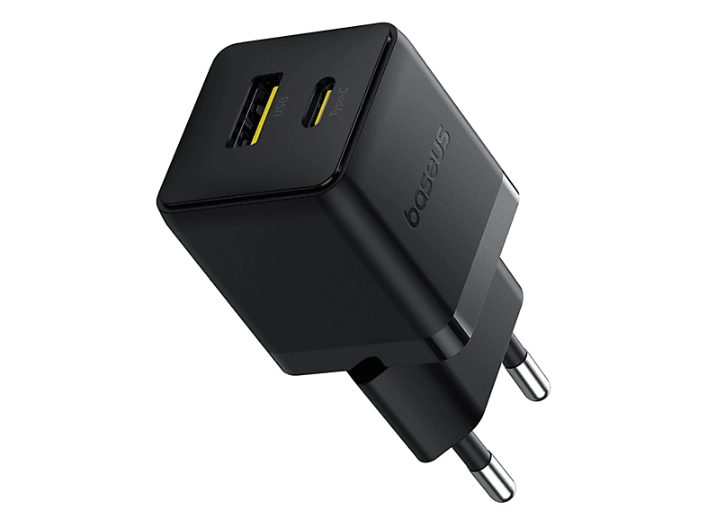 Cargador de pared - Baseus PALM, 20W, USB y Tipo-C, Kit con cable Tipo-C 100 cm, Universal, Negro Cluster