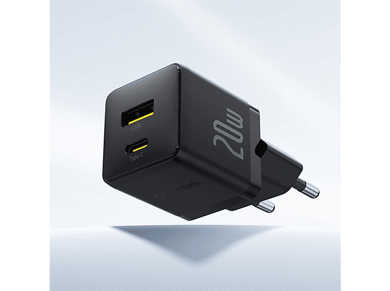 Cargador de pared - Baseus PALM, 20W, USB y Tipo-C, Kit con cable Tipo-C 100 cm, Universal, Negro Cluster – imagen 2