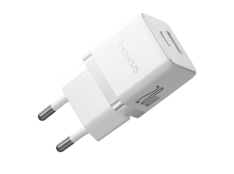 Cargador de pared - Baseus PALM, 20W, USB y Tipo-C, Kit con cable Tipo-C 100 cm, Universal, Blanco