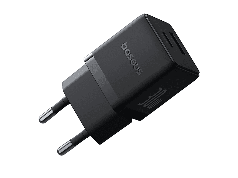 Cargador de pared - Baseus PALM, 30W, USB y Tipo-C, Kit con cable Tipo-C 100 cm, Universal, Negro