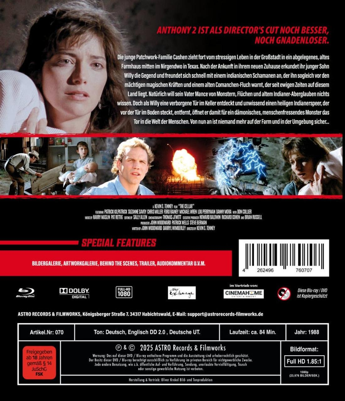 DVD-Cover. Eine Frau blickt nach oben, Text darüber. Darunter Filmstills und technische Details.