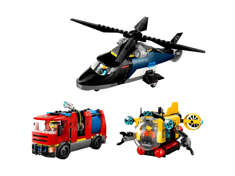 LEGO City Hélicoptère, camion de pompiers et sous-marin remix