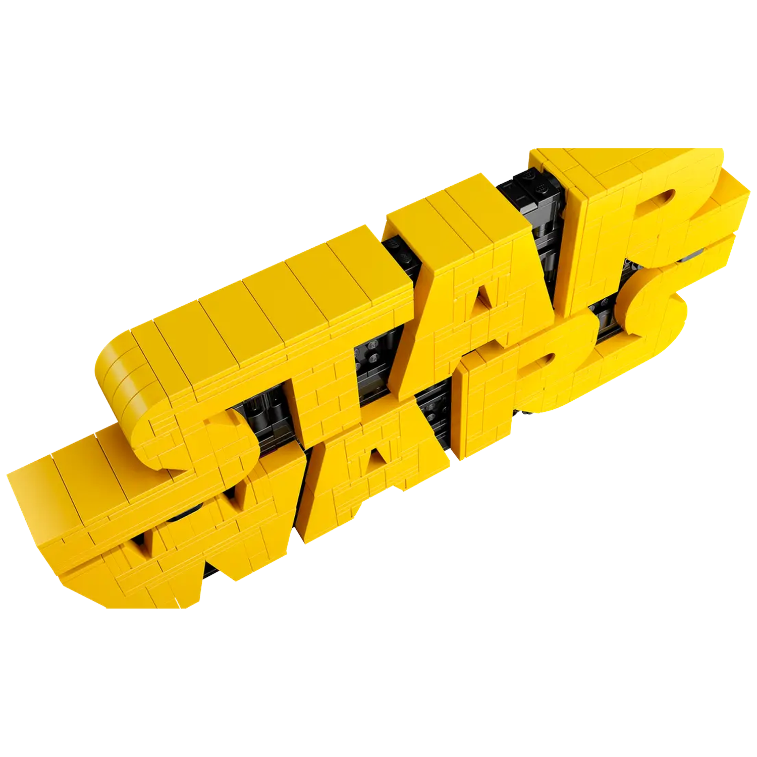 The LEGO Star Wars logo is displayed. It is yellow with black accents. The letters are blocky and three-dimensional.