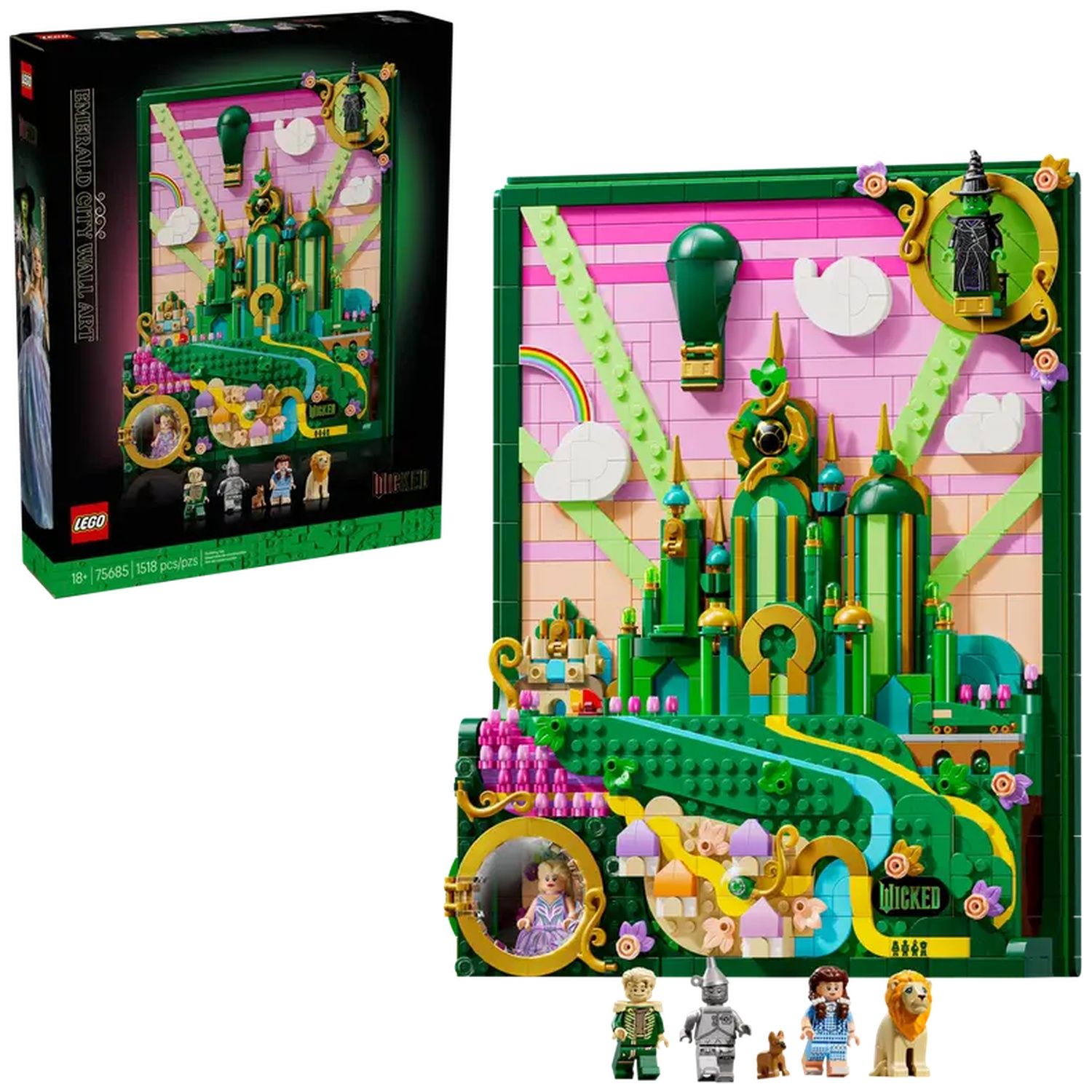 Lego-set met de Smaragdstad uit The Wizard of Oz. Bevat personages en een figuur van de boze heks.