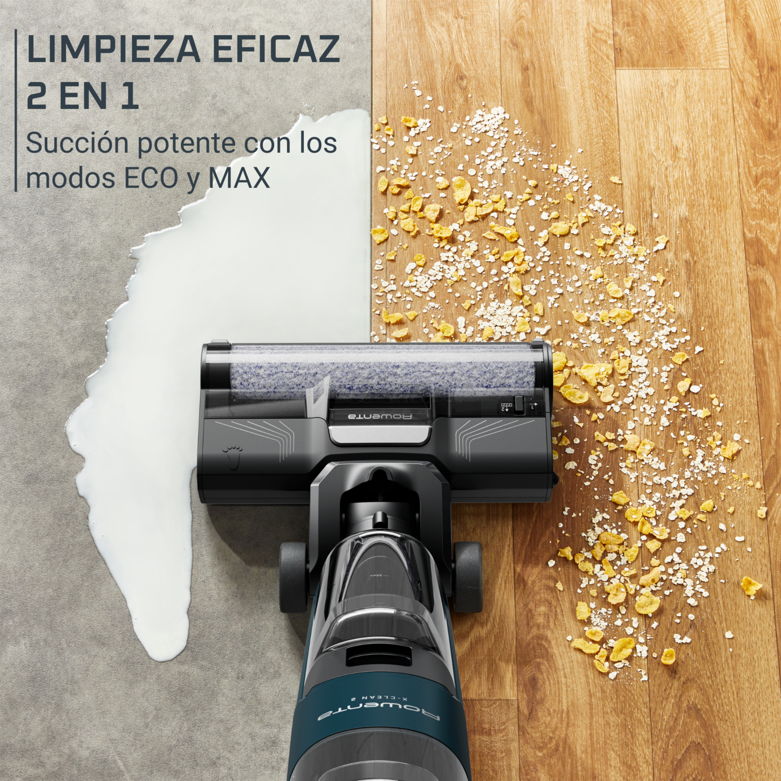 Limpieza eficaz 2 en 1. Succión potente con los modos ECO y MAX.