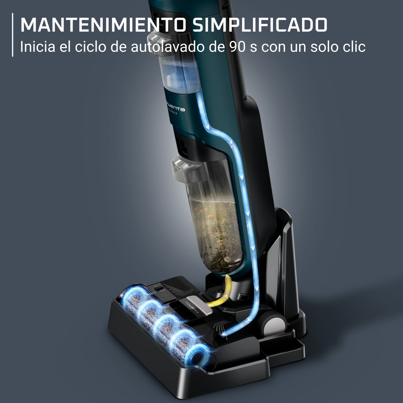Mantenimiento simplificado. Inicia el ciclo de autolavado de 90s con un solo clic.