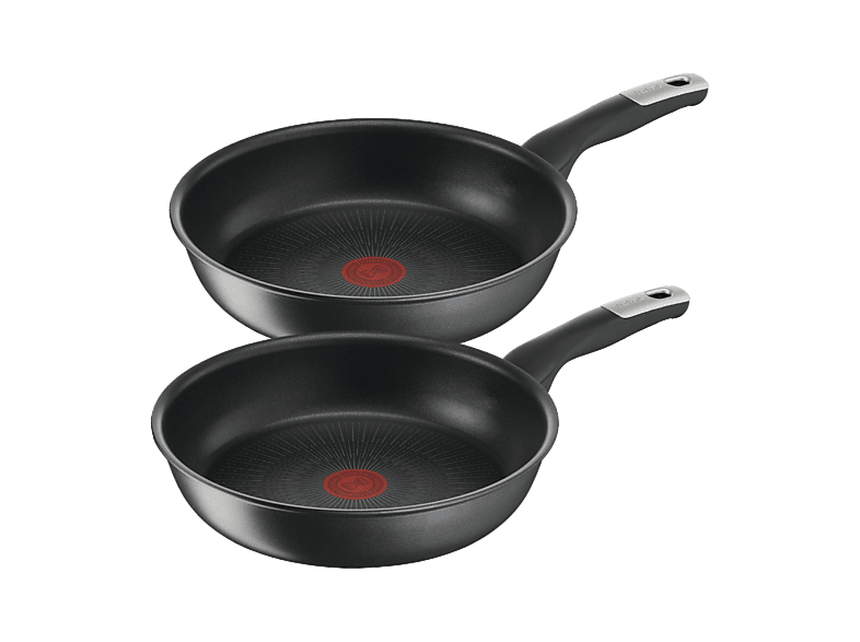 Set de sartenes - Tefal Jordi Cruz G3200S2A, 20/26 cm, Mango fijo, Revestimiento antiadherente, Antirayaduras, Inducción, Titanium