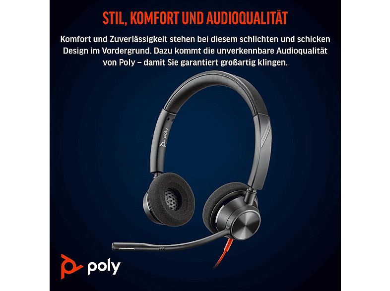 Thumbnail - HP - B2B Poly Blackwire 3320 USB-C, inkl. USB-C/A-Adapter, Headset (Stereo, kabelgebunden) Schwarz