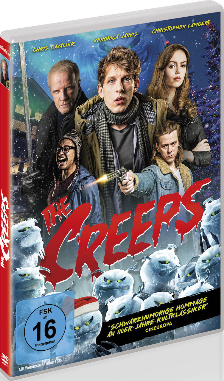 DVD-Cover für The Creeps. Zeigt Schauspieler und frostige, monsterartige Figuren. Titel in Rot. Altersfreigabe und Text auf Deutsch.