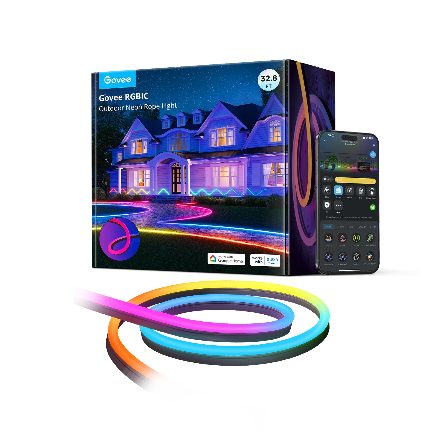 GOVEE RGBIC Kültéri neon LED szalag, 10 m, H61A83D1