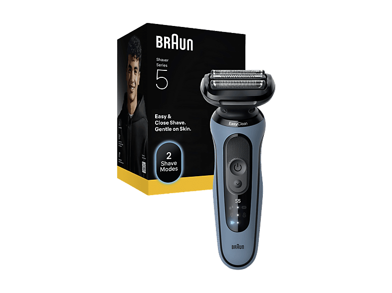 Rasoio elettrico barba Braun Series 5 52-A1000S, 3 lame flessibili, 2 modalità di rasatura: standard e turbo, con tecnologia senso adapt