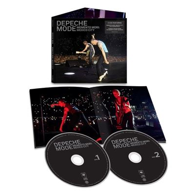 Depeche Mode's 'Memento Mori' in Mexico City dvd-set. Toont de cover, open boekje en twee schijven, met live optreden foto's.