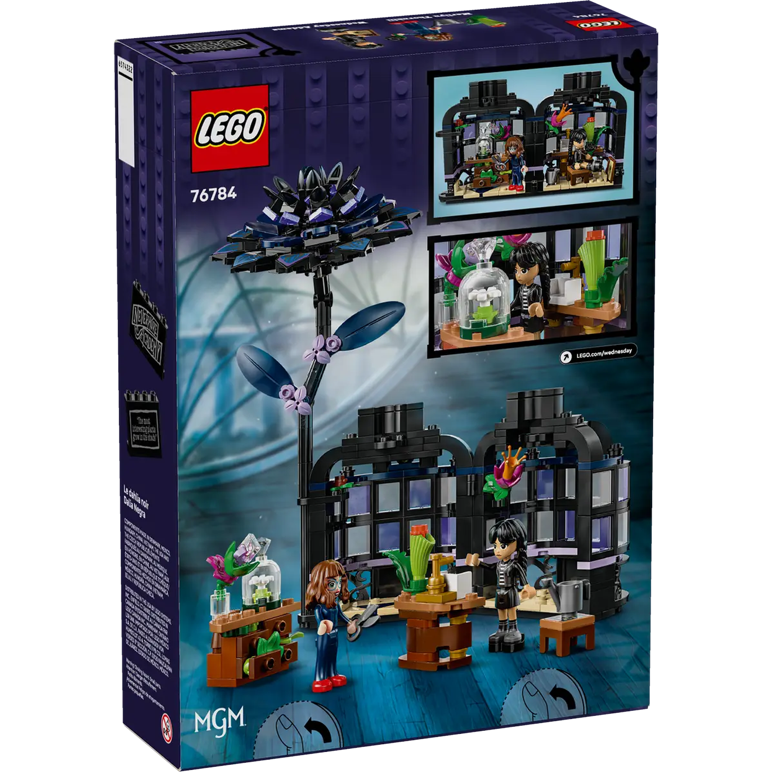 LEGO-setdoos met afbeeldingen van een gebouw in gotische stijl, figuren en een grote zwarte bloem. De doos heeft het LEGO-logo en het setnummer.