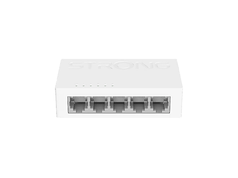 Switch - Strong SW5000P, 5 puertos Gigabit RJ45, 10 Gbps, Plug & Play, Blanco
