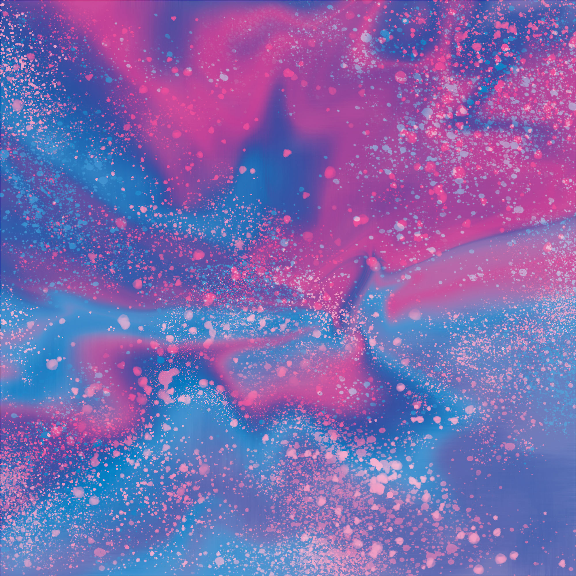 Abstrakte Kunst: rosa und blauer Hintergrund mit gesprenkelten rosa und weißen Punkten.