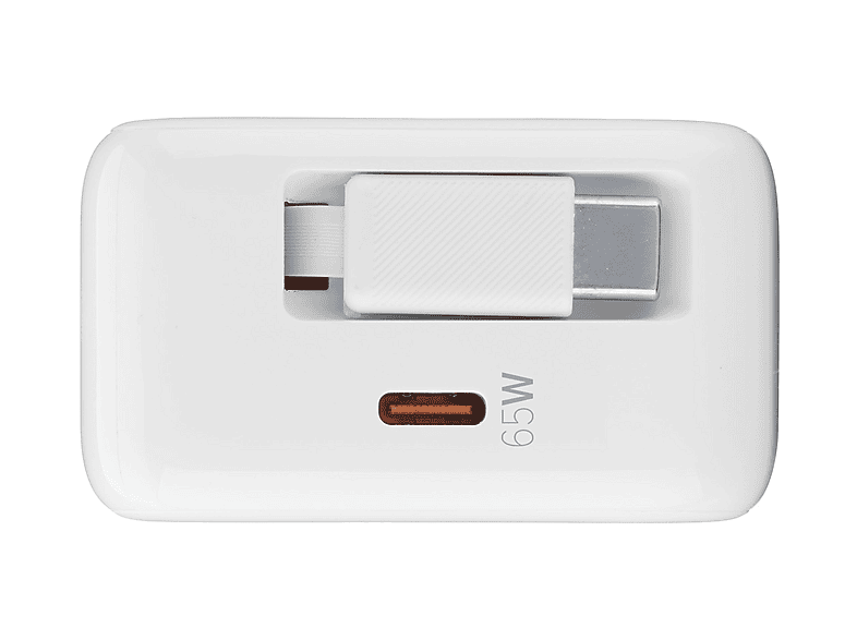 Cellular Line Retractable Power Reiselader, GaN 65W, USB Type-C inkl. Kabel, Weiß; Ladegerät — Foto 2 von 5