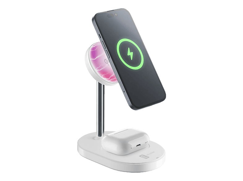 CELLULARLINE Mag Duo Drahtlose Ladestation mit Qi2-Technologie Universal 15 W, Weiss