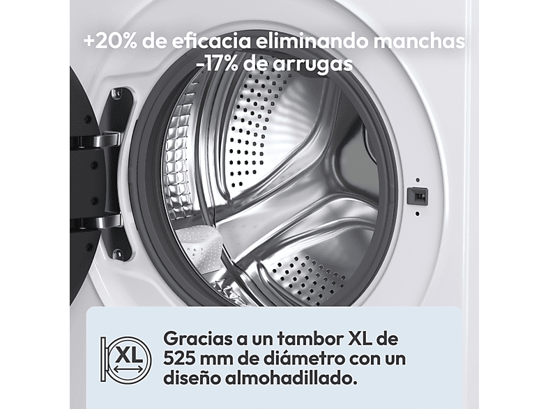 Lavadora carga frontal - Candy BR 48SBL6-S, 8 kg, 1400 rpm, 16 Programas, Inverter, WiFi y Bluetooth, Blanco – imagen 3