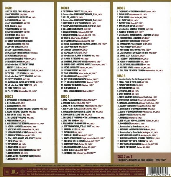 Albumcover mit Text, der Songs auf 8 Discs auflistet.