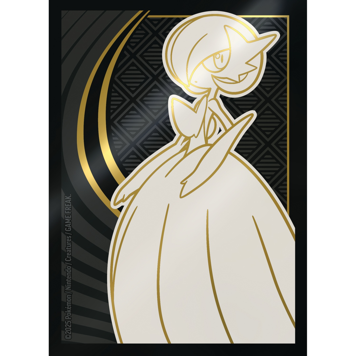 Card art featuring Gardevoir in white and gold outline on a black background with gold accents and a geometric pattern.
