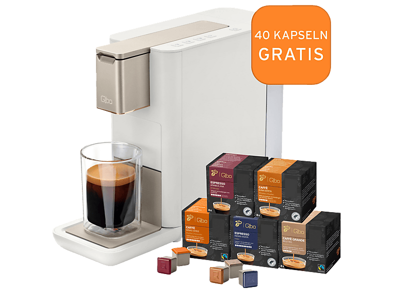 TCHIBO Qbo ICONIC + 40 Kapseln - Kapselmaschine Weiß