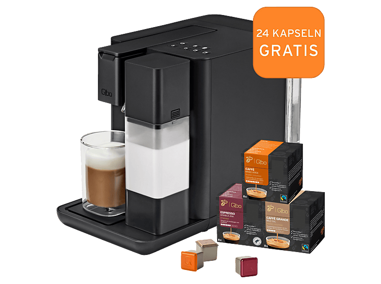 TCHIBO Qbo MILK MASTER + 24 Kapseln Kapselmaschine Schwarz