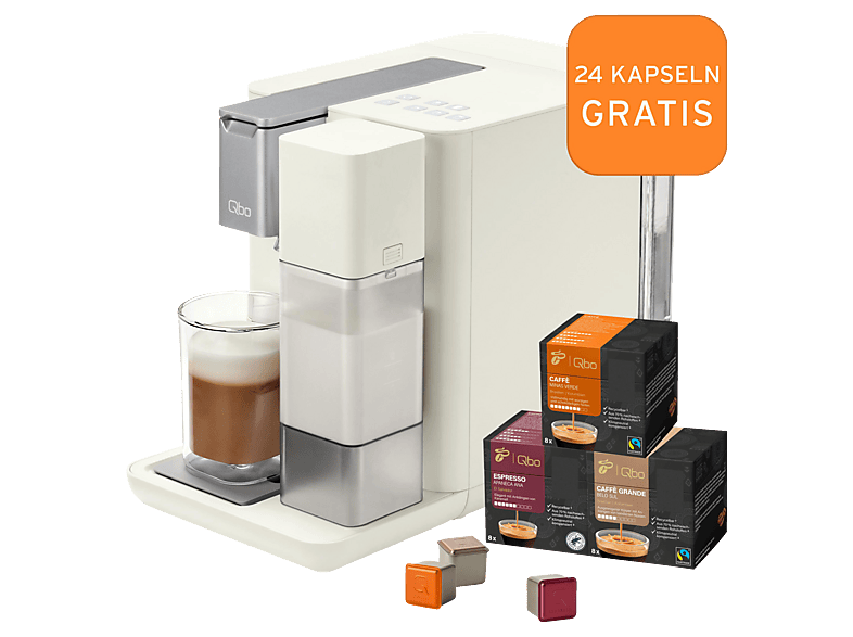 TCHIBO Qbo MILK MASTER + 24 Kapseln Kapselmaschine Weiß