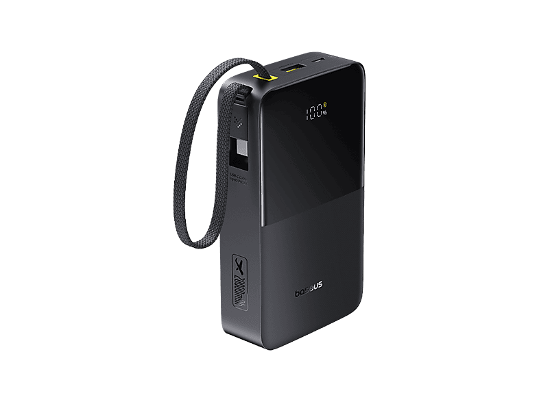 Powerbank - Baseus EnerFill Bipow2 Pro, 20000mAh, 22.5W, Cable retráctil, Carga simultánea ultrarrápida, USB-C, Negro Cluster