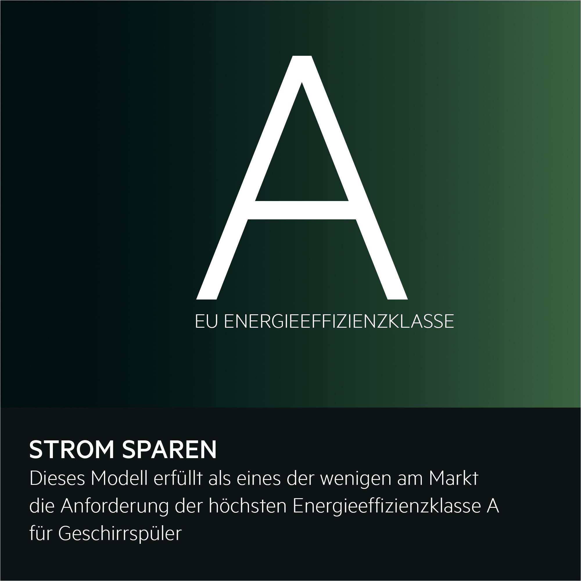 Das Bild zeigt einen großen weißen Buchstaben 'A' auf einem grün verlaufenden Hintergrund. Darunter steht 'EU ENERGIEEFFIZIENZKLASSE'.