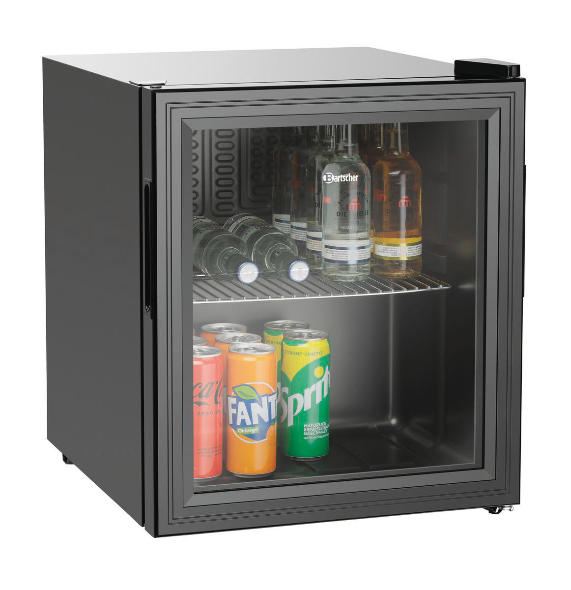 Produktbild von Bartscher Mini Kühlvitrine 86 Liter – Weiß, Umluftkühlung, 2–12°C, 3 Roste, Gewölbte Tür, Für Gewerblichen Einsatz
