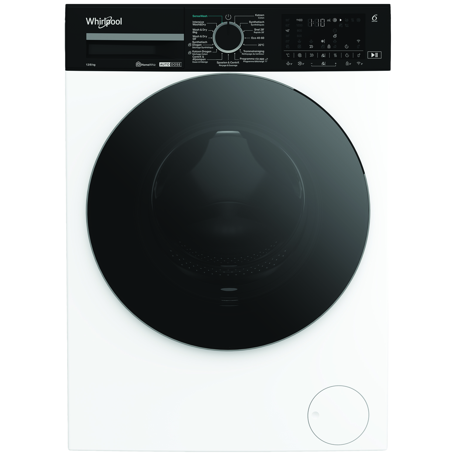 Whirlpool Wpd 2836w Ads Be - Was-droogcombinatie 12 Kg + 8 1400 Rpm 77 Db afbeelding