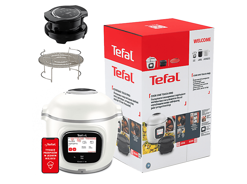 Multicooker TEFAL Cook4me Touch Pro CY94X1F1 (Wi-Fi) z pokrywą do zapiekania Extra Crisp dającą funkcjonalność AirFryera