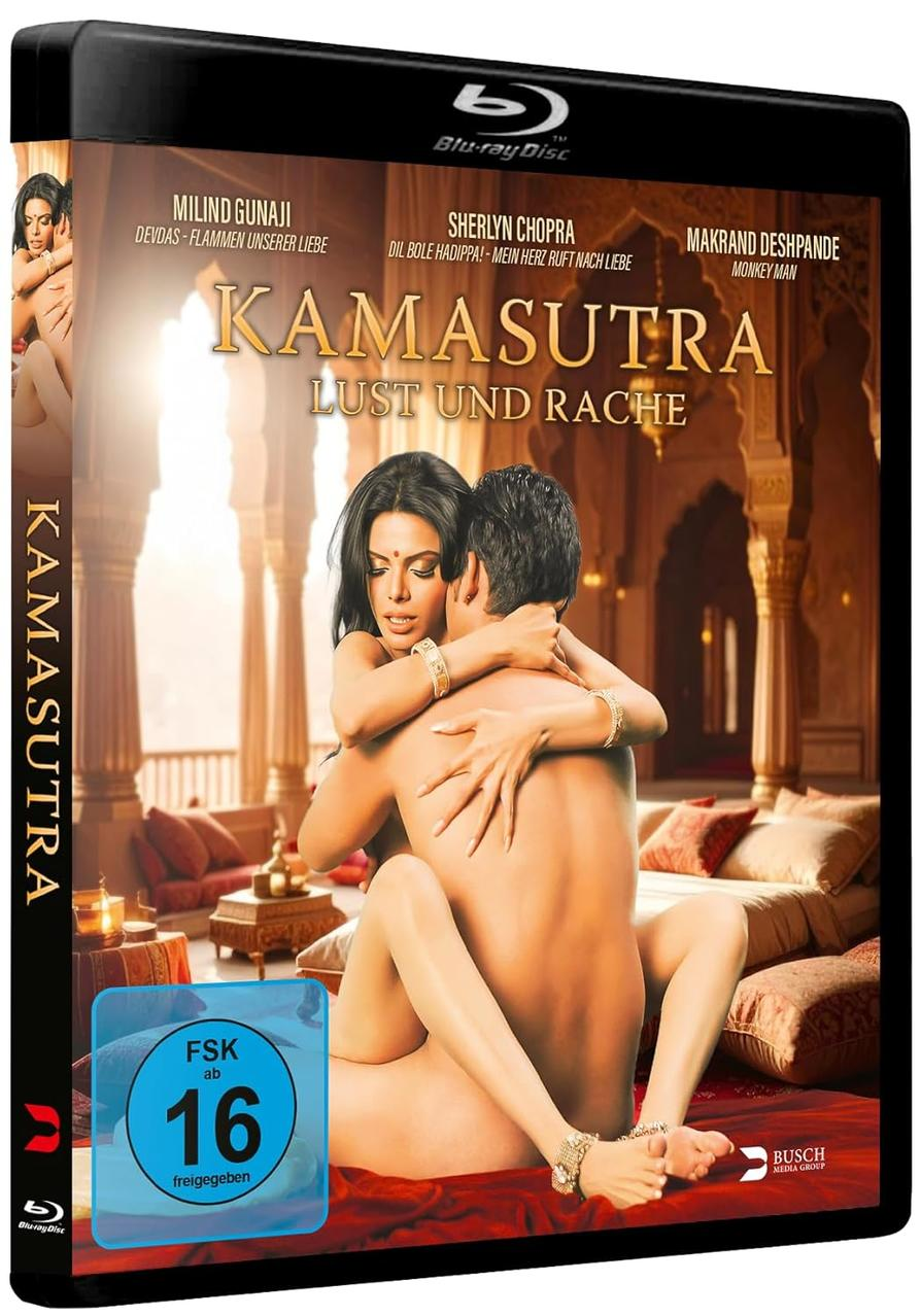 Blu-ray-Cover: Mann und Frau in intimer Umarmung, Titel 'Kamasutra'. Schauspieler aufgeführt. FSK 16-Rating.