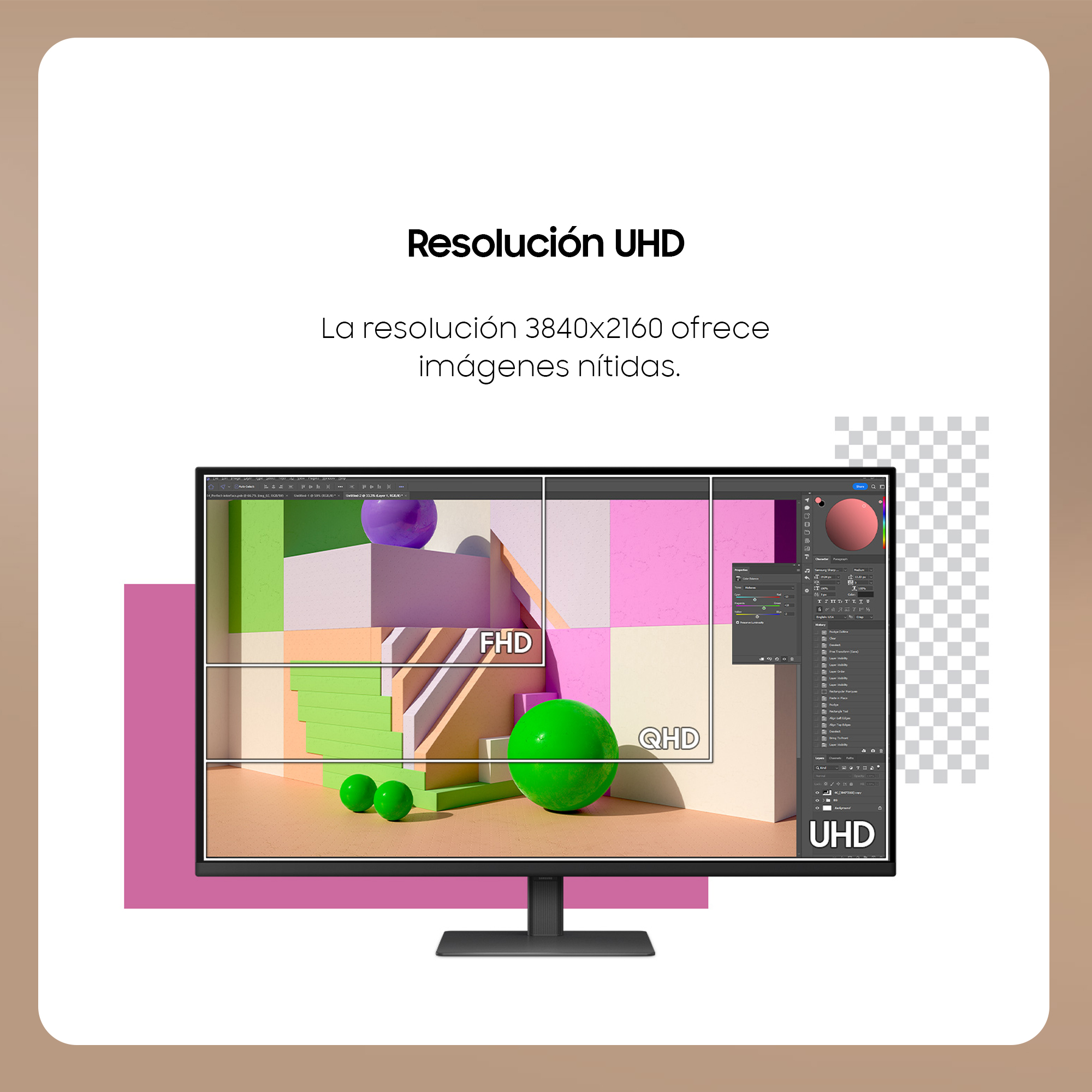 Resolución UHD: La resolución 3840x2160 ofrece imágenes nítidas.