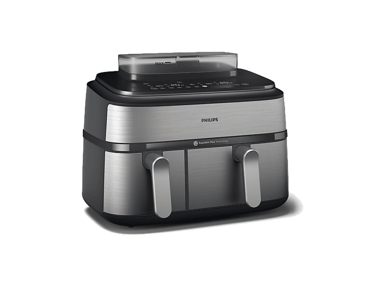 Frytkownica beztłuszczowa Air fryer PHILIPS NA555/00 Dual Basket Airfryer Series 5000 z funkcją gotowania na parze Srebrny