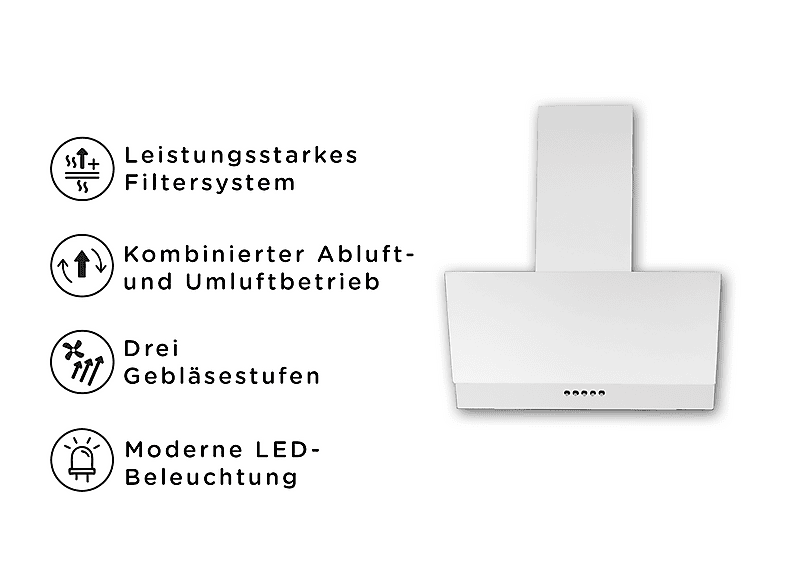 OK. OHO 6361 W A+, Dunstabzugshaube (596 mm breit, 310 tief)