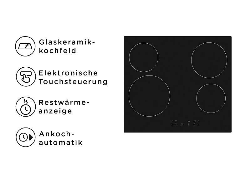Thumbnail - OK. OBH 2621 Glaskeramik (592 mm breit, 4 Kochzonen)