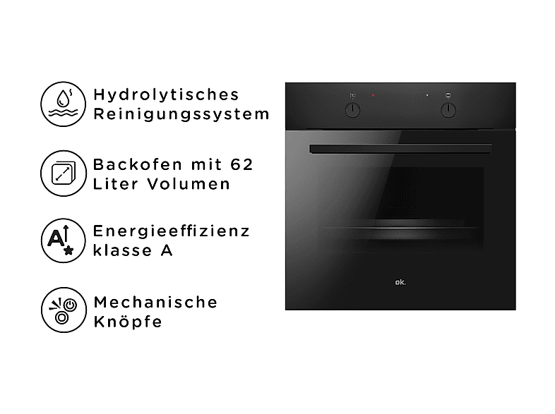 OK. OBO 321 B A, Einbaubackofen (Einbaugerät, 62 l, 595 mm breit)