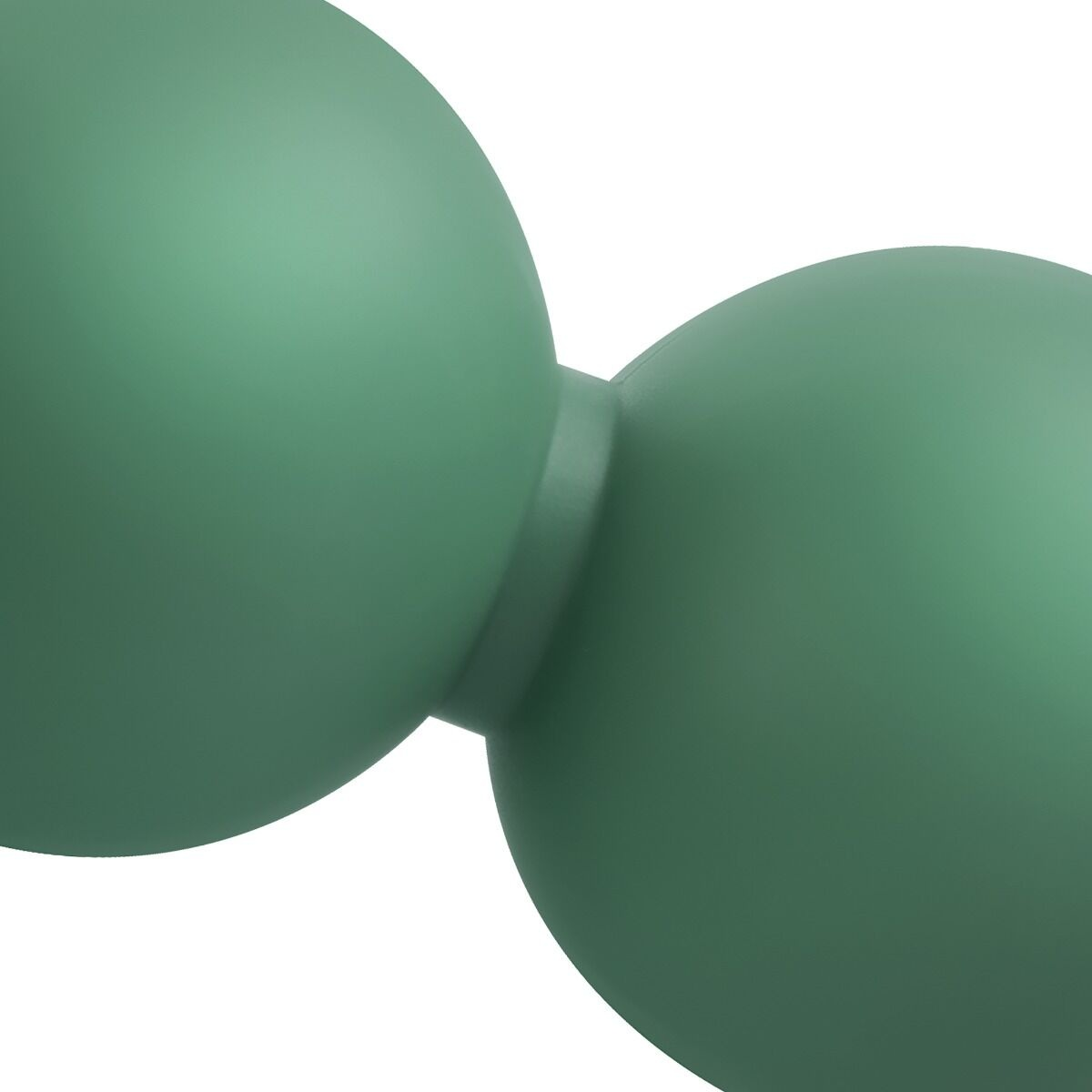 Dwie połączone zielone kule na białym tle. Kule są gładkie i mają matowe wykończenie.