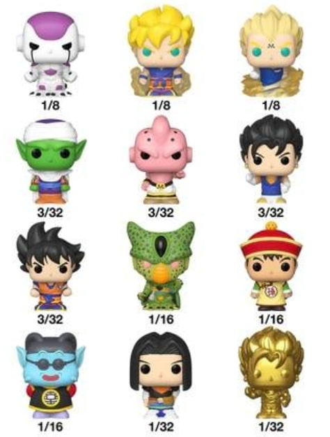 Sammlung von Dragon Ball Z Funko Pop-Figuren mit verschiedenen Charakteren wie Frieza, Gohan und Cell. Jede Figur ist detailliert.